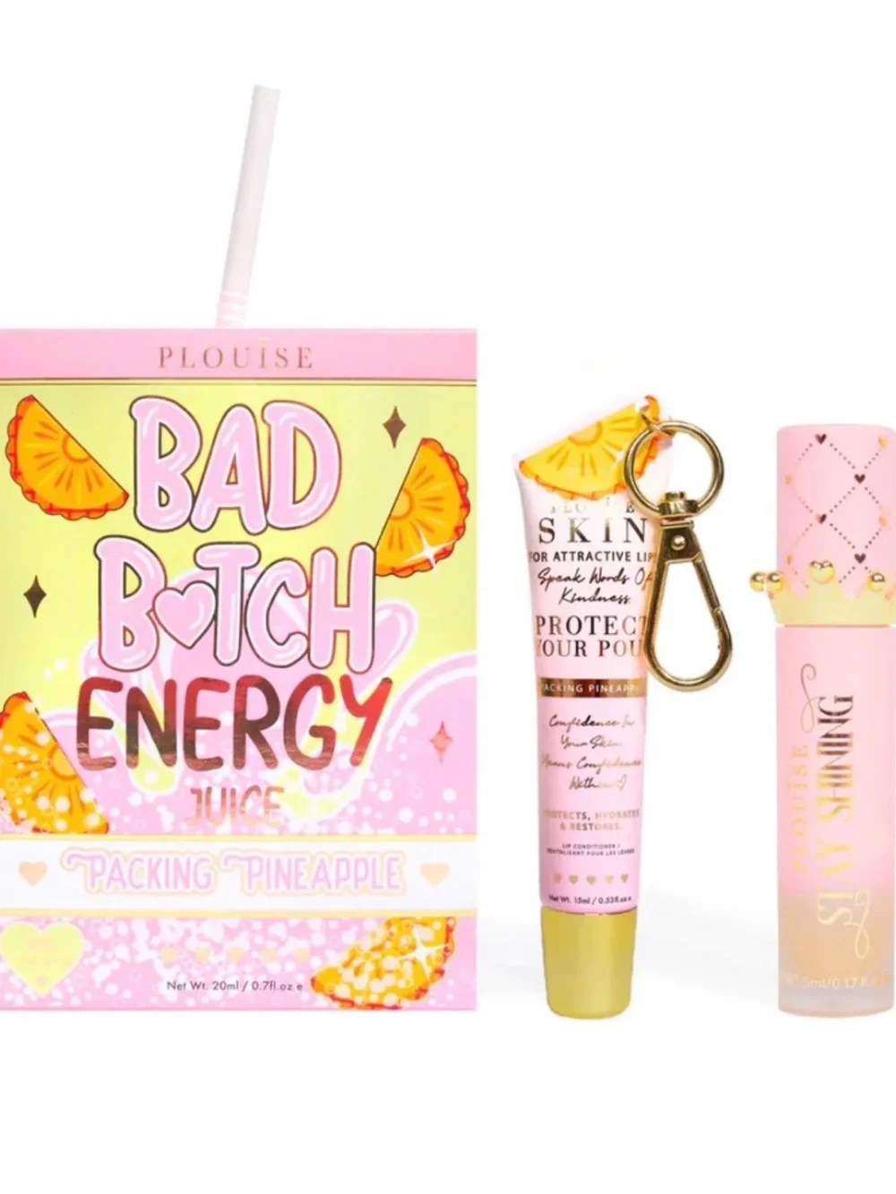 Bad B*tch Energy Juice Pineapple Lip Set - Pink & Yellow